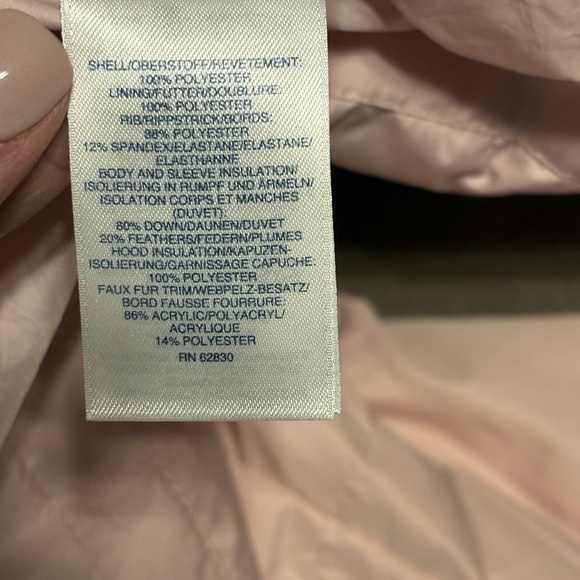 Lands’ End Light Pink Women's Down Fur-Trimmed Hood 3/4 Length Puffer Coat SMALL - Picture 6 of 6